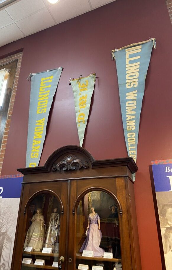 vintage Illinois College pendants at the Jacksonville museum