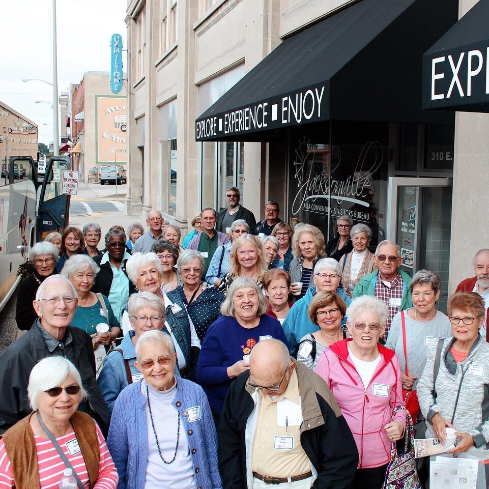 group of tourists in front of the Jacksonville CVB