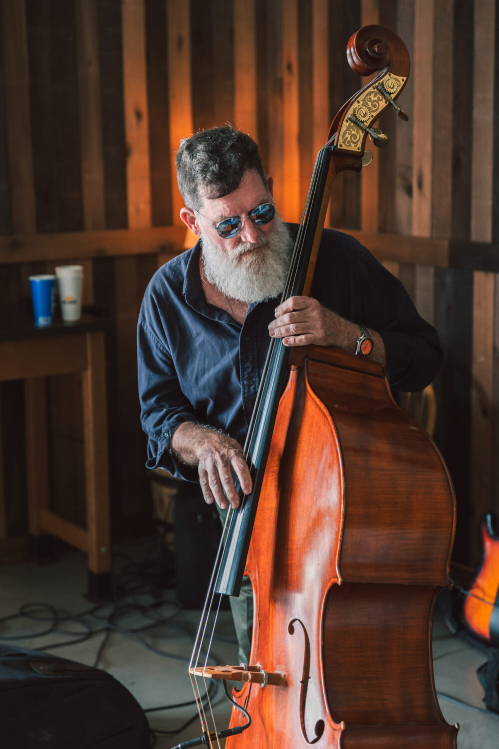 man playing the bass